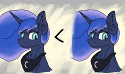 Size: 2562x1518 | Tagged: safe, artist:reddthebat, imported from derpibooru, princess luna, alicorn, pony, bust, chest fluff, ear fluff, freckles, looking at you, smiling, solo