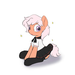 Size: 2000x2000 | Tagged: safe, artist:one4pony, imported from derpibooru, oc, oc only, earth pony, clothes, crossdressing, earth pony oc, femboy, girly, male, simple background, skirt, socks, solo, white background