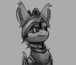 Size: 2508x2160 | Tagged: safe, artist:aliceg, imported from derpibooru, oc, oc only, bat pony, pony, armor, black sclera, looking at you, solo, unamused