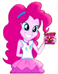 Size: 448x573 | Tagged: safe, artist:caillou300, imported from derpibooru, pinkie pie, human, equestria girls, armchair, blue's clues, chair, crayon, female, handy-dandy notebook, simple background, solo, thinking chair, transparent background