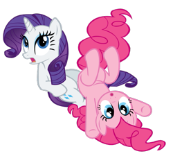 Size: 723x652 | Tagged: safe, artist:benpictures1, imported from derpibooru, pinkie pie, rarity, earth pony, pony, unicorn, dragonshy, :o, cute, diapinkes, duo, duo female, female, inkscape, lesbian, mare, open mouth, raribetes, raripie, shipping, shocked, simple background, transparent background, vector