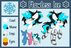 Size: 4168x2856 | Tagged: safe, artist:nekro-led, imported from derpibooru, oc, oc:flawless ice, cyborg, pony, unicorn, amputee, cyberpunk, fangs, quadruple amputee, reference sheet, size chart, size comparison