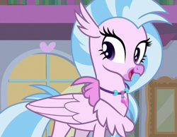 Size: 925x718 | Tagged: safe, imported from derpibooru, screencap, silverstream, classical hippogriff, hippogriff, what lies beneath, cropped, cute, diastreamies, female, jewelry, necklace, solo