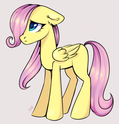 Size: 2800x2900 | Tagged: safe, artist:ske, imported from derpibooru, fluttershy, pegasus, pony, blank flank, female, filly, filly fluttershy, floppy ears, hair over one eye, sad, simple background, solo, younger
