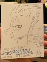 Size: 1536x2048 | Tagged: safe, artist:andypriceart, imported from derpibooru, flash sentry, twilight sparkle, earth pony, pony, unicorn, female, flashlight, heart, heart eyes, male, mare, pencil drawing, shipping, stallion, straight, traditional art, wingding eyes