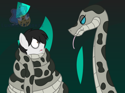 Size: 7000x5200 | Tagged: safe, artist:lunahazacookie, imported from derpibooru, oc, earth pony, pony, snake, bags under eyes, coils, constriction, earth pony oc, female, fetish, male, mare, stallion, tongue out