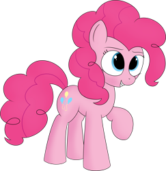 Size: 5695x5870 | Tagged: safe, artist:mark_ml, imported from ponybooru, pinkie pie, earth pony, pony, absurd resolution, blushing, cute, female, grin, mare, raised hoof, raised leg, shading, simple background, smiling, solo, transparent background