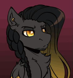 Size: 527x560 | Tagged: safe, artist:witchtaunter, imported from derpibooru, oc, oc:eldin, pegasus, pony, braid, ear piercing, earring, gigachad, jewelry, looking at you, male, one eye closed, piercing, solo, wink, winking at you