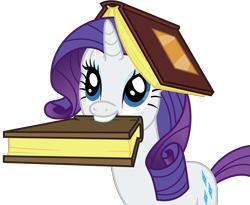 Size: 2743x2244 | Tagged: safe, artist:sketchmcreations, imported from derpibooru, rarity, pony, unicorn, look before you sleep, season 1, book, female, mare, mouth hold, simple background, solo, transparent background, vector