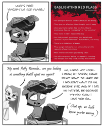 Size: 3500x4279 | Tagged: safe, artist:chopsticks, imported from derpibooru, pinkie pie, oc, oc:chopsticks, pegasus, pony, comic:wtb is this?, canon x oc, comic, computer, computer mouse, female, gaslighting, hat, husband and wife, laptop computer, male, monochrome, pinkamena diane pie, text, wing hands, wings