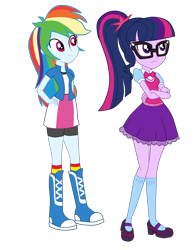 Size: 2900x3719 | Tagged: safe, artist:gmaplay, imported from derpibooru, rainbow dash, sci-twi, twilight sparkle, human, equestria girls, movie magic, spoiler:eqg specials, sci-twi outfits, simple background, transparent background, vector