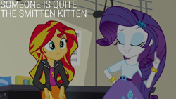 Size: 1920x1080 | Tagged: safe, edit, edited screencap, editor:quoterific, imported from derpibooru, screencap, rarity, sunset shimmer, human, equestria girls, rainbow rocks