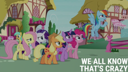 Size: 1920x1080 | Tagged: safe, edit, edited screencap, editor:quoterific, imported from derpibooru, screencap, applejack, fluttershy, pinkie pie, rainbow dash, rarity, sunshower raindrops, twilight sparkle, alicorn, the washouts (episode), mane six, twilight sparkle (alicorn)