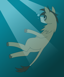 Size: 2227x2693 | Tagged: safe, artist:emc-blingds, imported from derpibooru, oc, pony, unicorn, air bubble, asphyxiation, bubble, butt, drowning, horn, leonine tail, male, plot, solo, stallion, tail, underwater, unicorn oc, unshorn fetlocks, water