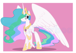 Size: 7368x5168 | Tagged: safe, artist:milkyboo898, imported from derpibooru, princess celestia, alicorn, pony, crown, jewelry, obtrusive watermark, regalia, solo, watermark