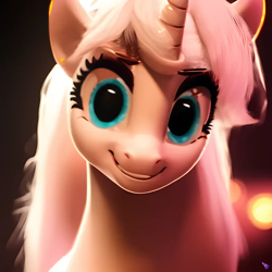 Size: 1024x1024 | Tagged: safe, imported from derpibooru, oc, oc:alabaster charm, pony, fanfic:it's complicated, ai content, ai generated, fanfic art, femboy, generator:purplesmart.ai, generator:stable diffusion, looking at you, male, smiling, smiling at you