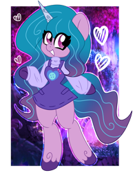 Size: 1280x1635 | Tagged: safe, artist:ladylullabystar, imported from derpibooru, izzy moonbow, pony, semi-anthro, unicorn, clothes, dress, g5, solo