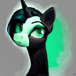 Size: 1024x1024 | Tagged: safe, imported from derpibooru, oc, oc:darling angel, monster pony, unicorn, fanfic:it's complicated, ai content, ai generated, fanfic art, female, filly, foal, generator:purplesmart.ai, generator:stable diffusion, shadow creature, solo