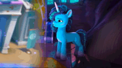 Size: 1280x716 | Tagged: safe, imported from derpibooru, screencap, opaline arcana, alicorn, pony, unicorn, spoiler:g5, spoiler:my little pony: make your mark, spoiler:my little pony: make your mark chapter 2, spoiler:myms01e02, animated, antagonist, evil laugh, eyeshadow, g5, growing pains, hologram, laughing, makeup, misty brightdawn, my little pony: make your mark, my little pony: make your mark chapter 2, opaline's dark castle, sinister, sound, villainess, vine, webm