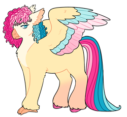 Size: 1280x1180 | Tagged: safe, artist:s0ftserve, imported from derpibooru, oc, oc:hibiscus flower, hippogriff, hybrid, colored wings, female, interspecies offspring, magical lesbian spawn, offspring, parent:pinkie pie, parent:princess skystar, parents:skypie, simple background, solo, transparent background, two toned wings, wings