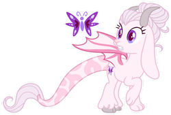 Size: 1280x865 | Tagged: safe, artist:s0ftserve, imported from derpibooru, oc, oc only, hybrid, female, interspecies offspring, offspring, parent:discord, parent:fluttershy, parents:discoshy, simple background, solo, transparent background