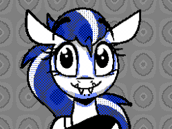 Size: 256x192 | Tagged: safe, artist:luxsimx, imported from derpibooru, oc, oc:arkessa, pony, animated, blinking, fangs, flipnote studio, gif, simple animation, solo