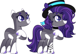 Size: 3735x2669 | Tagged: safe, artist:kurosawakuro, imported from derpibooru, oc, earth pony, pony, bald, base used, choker, female, hat, magical lesbian spawn, mare, offspring, parent:octavia melody, parent:twilight sparkle, parents:twitavia, simple background, solo, transparent background
