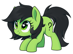 Size: 4000x3000 | Tagged: safe, artist:thebatfang, oc, oc only, oc:filly anon, earth pony, pony, bent over, crouching, female, filly, heart eyes, simple background, smiling, solo, transparent background, wingding eyes