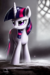 Size: 512x768 | Tagged: safe, imported from twibooru, twilight sparkle, pony, unicorn, detailed background, female, image, machine learning generated, mare, png, solo, stable diffusion, twibooru exclusive