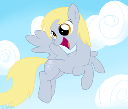 Size: 3500x3000 | Tagged: safe, artist:reinbou, imported from derpibooru, derpy hooves, pegasus, pony, cloud, flying, simple background, solo