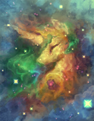 Size: 1280x1650 | Tagged: safe, artist:gor1ck, imported from derpibooru, princess celestia, alicorn, pony, bust, nebula, portrait, solo, space, stars, tabun art-battle