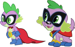 Size: 489x306 | Tagged: safe, artist:pascalmulokozi2, edit, edited screencap, imported from derpibooru, screencap, humdrum, spike, spike the regular dog, dog, dragon, equestria girls, movie magic, power ponies (episode), season 4, spoiler:eqg specials, background removed, boots, cape, clothes, gloves, male, not a vector, power ponies, self paradox, self ponidox, shoes, simple background, transparent background