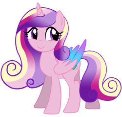Size: 8000x7657 | Tagged: safe, artist:laszlvfx, artist:mint-light, imported from derpibooru, princess cadance, alicorn, pony, absurd resolution, base used, colored wings, cute, cutedance, female, folded wings, mare, multicolored wings, simple background, smiling, solo, teen princess cadance, teenager, transparent background, wings, younger
