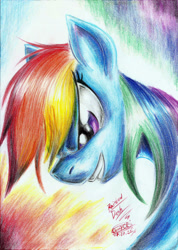 Size: 1660x2338 | Tagged: safe, artist:3500joel, imported from derpibooru, rainbow dash, pony, solo, traditional art