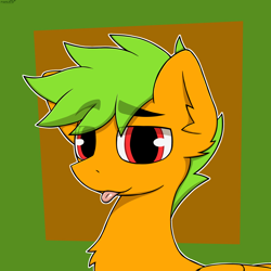 Size: 2000x2000 | Tagged: safe, artist:monycaalot, imported from derpibooru, oc, oc only, oc:galder rust, pegasus, pony, :p, commission, eyebrows, eyebrows visible through hair, icon, lidded eyes, looking at you, male, raspberry, smug, solo, tongue out, ych result