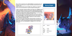 Size: 1586x815 | Tagged: safe, artist:lummh, artist:ternonadime, imported from derpibooru, oc, oc only, oc:bonny bright, pony, comic:the lost sun, magicorn, reference sheet, solo, solo focus, text, wiki