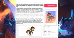 Size: 1586x815 | Tagged: safe, artist:lummh, artist:ternonadime, imported from derpibooru, oc, oc only, oc:topsy turvy, pony, comic:the lost sun, magicorn, reference sheet, solo, solo focus, text, wiki