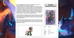 Size: 1586x815 | Tagged: safe, artist:lummh, artist:ternonadime, imported from derpibooru, oc, oc only, oc:rosalie, pony, comic:the lost sun, magicorn, reference sheet, solo, solo focus, text, wiki