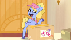 Size: 3410x1920 | Tagged: safe, imported from derpibooru, screencap, pipp petals, zipp storm, pegasus, pony, spoiler:g5, spoiler:my little pony: tell your tale, spoiler:tyts01e26, box, female, fifi (g5), g5, high res, mare, my little pony: tell your tale, open mouth, open smile, puphunt, royal sisters (g5), siblings, sisters, smiling, solo focus, youtube link