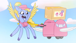Size: 3410x1920 | Tagged: safe, imported from derpibooru, screencap, pipp petals, zipp storm, pegasus, pony, spoiler:g5, spoiler:my little pony: tell your tale, spoiler:tyts01e26, box, cloud, female, fifi (g5), flying, g5, high res, mare, my little pony: tell your tale, open mouth, puphunt, royal sisters (g5), siblings, sisters, sky, smiling, spread wings, wings, youtube link