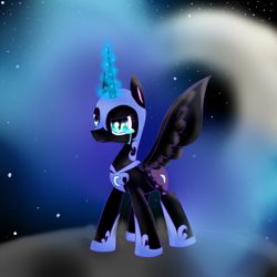 Size: 2000x2000 | Tagged: safe, artist:meotashie, imported from derpibooru, nightmare moon, alicorn, pony, crying, female, glowing, glowing horn, horn, solo