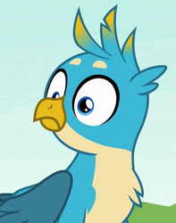 Size: 563x716 | Tagged: safe, imported from derpibooru, screencap, gallus, griffon, non-compete clause, cropped, male, reaction image, solo