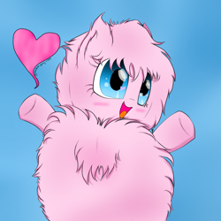 Size: 2000x2000 | Tagged: safe, artist:meotashie, imported from derpibooru, oc, oc only, oc:fluffle puff, pony, female, heart, open mouth, solo