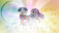 Size: 1920x1080 | Tagged: safe, artist:anitech, artist:vexx3, imported from derpibooru, princess cadance, shining armor, alicorn, pony, unicorn, backlighting, crepuscular rays, duo, horn, horns are touching, song cover