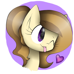 Size: 2500x2500 | Tagged: safe, artist:meotashie, imported from derpibooru, oc, oc only, oc:day dream, pony, ;p, female, heart, one eye closed, solo, tongue out, wink