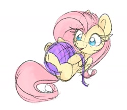 Size: 1598x1385 | Tagged: safe, artist:lbrcloud, imported from derpibooru, fluttershy, pegasus, pony, behaving like a cat, female, mare, simple background, solo, white background, yarn, yarn ball