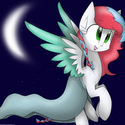 Size: 2300x2300 | Tagged: safe, artist:meotashie, imported from derpibooru, oc, oc only, pegasus, pony, crescent moon, female, moon, pegasus oc, solo