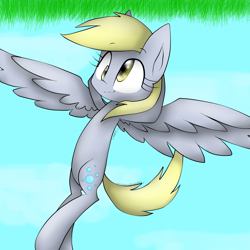Size: 2300x2300 | Tagged: safe, artist:meotashie, imported from derpibooru, derpy hooves, pegasus, pony, female, grass, solo, this will end in pain, this will end in tears, upside down