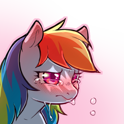 Size: 1159x1159 | Tagged: safe, artist:cold-blooded-twilight, imported from derpibooru, rainbow dash, pegasus, pony, blushing, crying, female, frown, mare, simple background, solo, tears of pain, transparent background