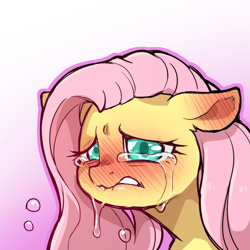 Size: 1159x1159 | Tagged: safe, artist:cold-blooded-twilight, imported from derpibooru, part of a set, fluttershy, pegasus, pony, blushing, crying, female, lip bite, mare, simple background, solo, transparent background